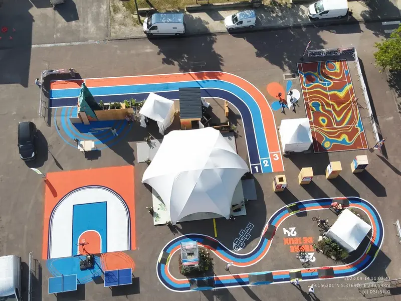 Parcours urbain — vue aérienne — réalisation O’com, agence de communication à Strasbourg